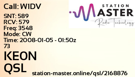 QSL Card for KE0N QSO with W1DV