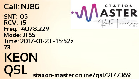 QSL Card for KE0N QSO with NJ8G