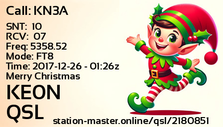 QSL Card for KE0N QSO with KN3A