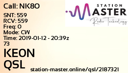 QSL Card for KE0N QSO with NK8O