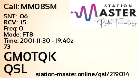 QSL Card for GM0TQK QSO with MM0BSM