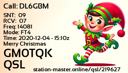 QSL Card for GM0TQK QSO with DL6GBM