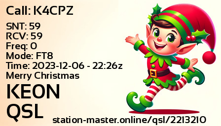 QSL Card for KE0N QSO with K4CPZ