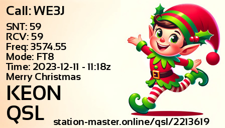 QSL Card for KE0N QSO with WE3J
