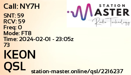 QSL Card for KE0N QSO with NY7H