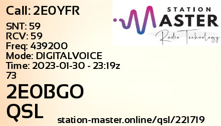 QSL Card for 2E0BGO QSO with 2E0YFR