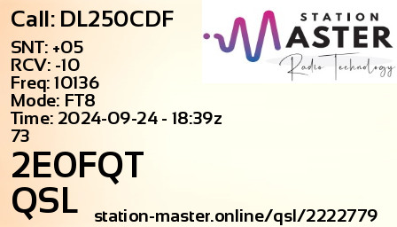 QSL Card for 2E0FQT QSO with DL250CDF