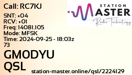 QSL Card for GM0DYU QSO with RC7KJ