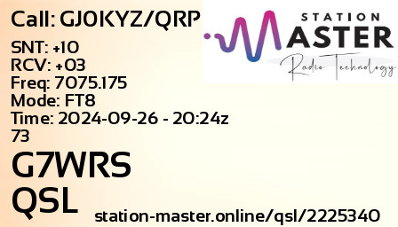 QSL Card for G7WRS QSO with GJ0KYZ/QRP