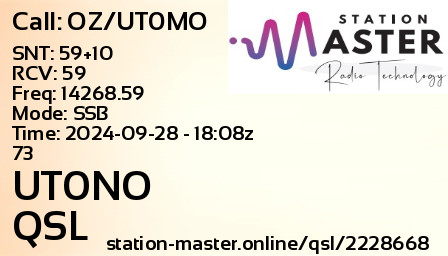 QSL Card for UT0NO QSO with OZ/UT0MO