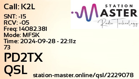 QSL Card for PD2TX QSO with K2L