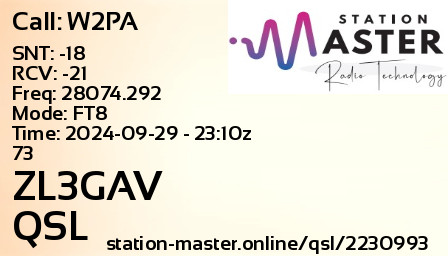 QSL Card for ZL3GAV QSO with W2PA