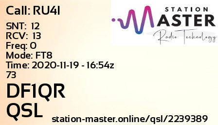 QSL Card for DF1QR QSO with RU4I