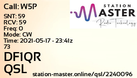 QSL Card for DF1QR QSO with W5P