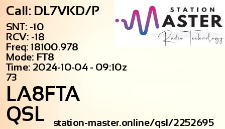 QSL Card for LA8FTA QSO with DL7VKD/P
