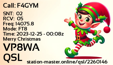 QSL Card for VP8WA QSO with F4GYM