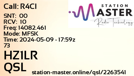 QSL Card for HZ1LR QSO with R4CI