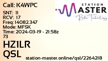 QSL Card for HZ1LR QSO with K4WPC