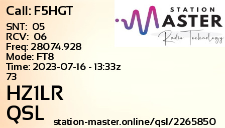 QSL Card for HZ1LR QSO with F5HGT