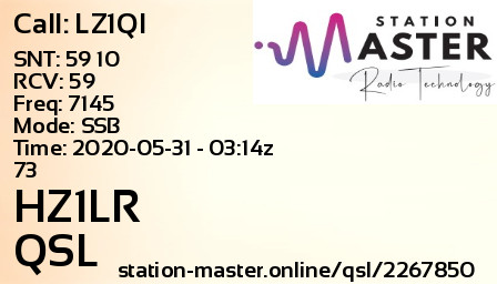 QSL Card for HZ1LR QSO with LZ1QI