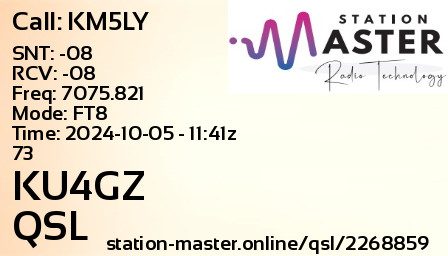 QSL Card for KU4GZ QSO with KM5LY