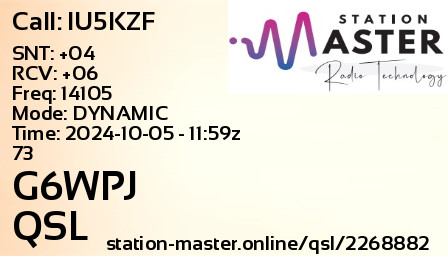 QSL Card for G6WPJ QSO with IU5KZF