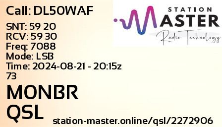 QSL Card for M0NBR QSO with DL50WAF