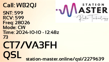 QSL Card for CT7/VA3FH QSO with WB2QJ