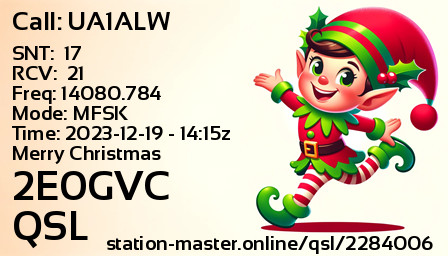 QSL Card for 2E0GVC QSO with UA1ALW