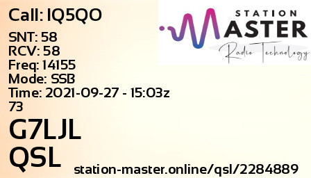 QSL Card for G7LJL QSO with IQ5QO