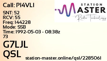 QSL Card for G7LJL QSO with PI4VLI