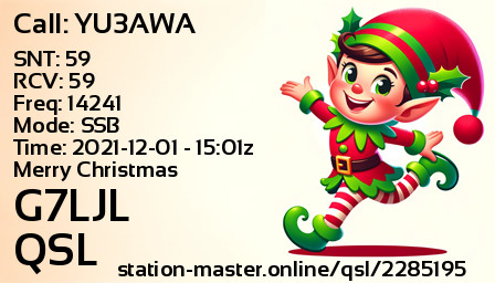 QSL Card for G7LJL QSO with YU3AWA