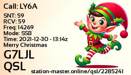 QSL Card for G7LJL QSO with LY6A