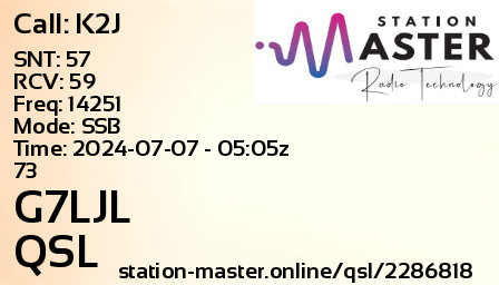 QSL Card for G7LJL QSO with K2J