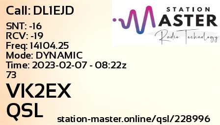 QSL Card for VK2EX QSO with DL1EJD