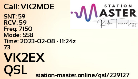 QSL Card for VK2EX QSO with VK2MOE