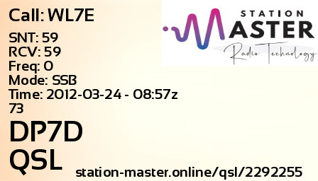 QSL Card for DP7D QSO with WL7E