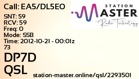 QSL Card for DP7D QSO with EA5/DL5EO
