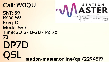 QSL Card for DP7D QSO with W0QU
