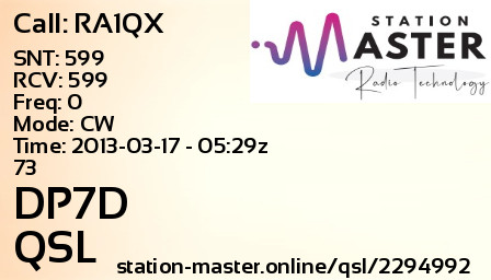 QSL Card for DP7D QSO with RA1QX
