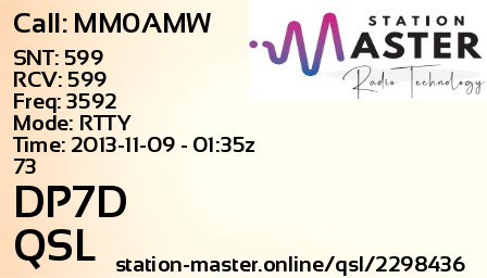 QSL Card for DP7D QSO with MM0AMW