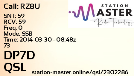 QSL Card for DP7D QSO with RZ8U