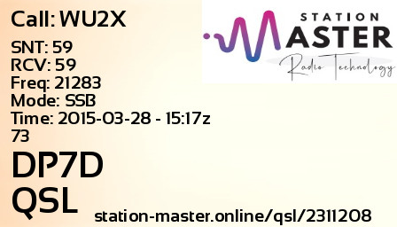 QSL Card for DP7D QSO with WU2X