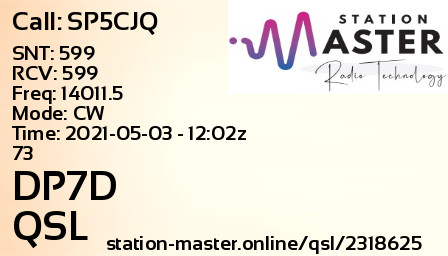 QSL Card for DP7D QSO with SP5CJQ