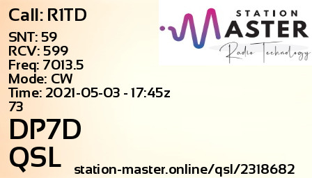QSL Card for DP7D QSO with R1TD