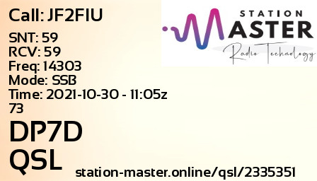 QSL Card for DP7D QSO with JF2FIU