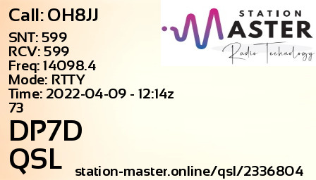 QSL Card for DP7D QSO with OH8JJ