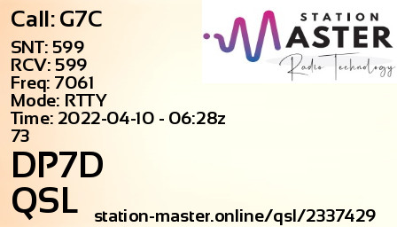 QSL Card for DP7D QSO with G7C