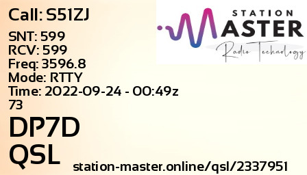 QSL Card for DP7D QSO with S51ZJ
