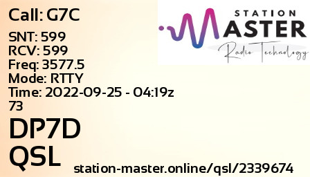 QSL Card for DP7D QSO with G7C